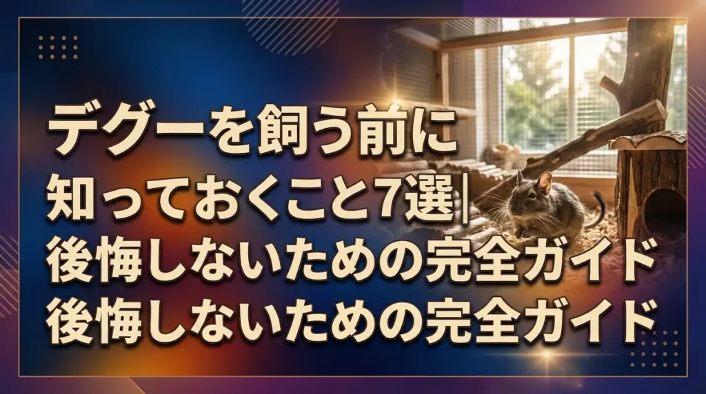 デグーを飼う前に知っておくこと7選｜後悔しないための完全ガイド