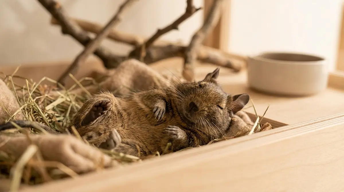 【結論】デグーの仰向け寝は安心のサイン！心配しなくて大丈夫