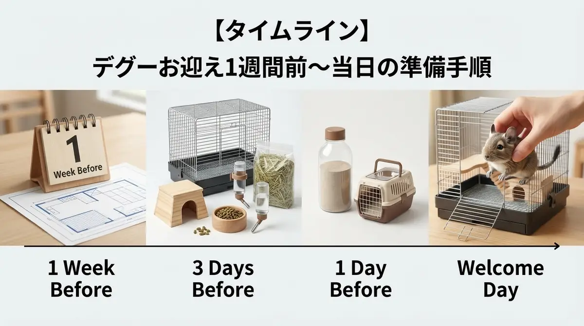 【タイムライン】デグーお迎え1週間前〜当日の準備手順